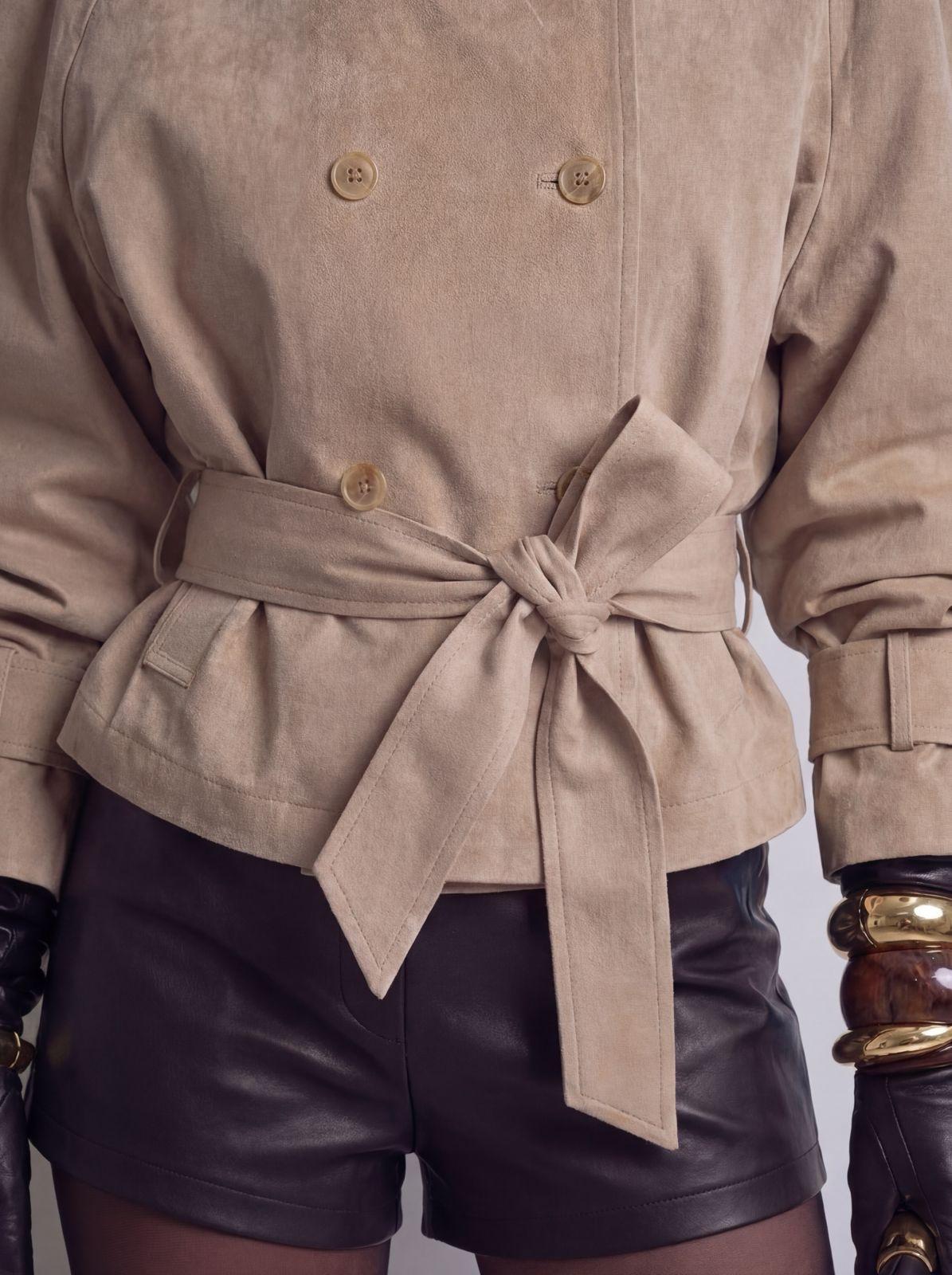 NOAMI  Beige Suede Belted Jacket-thumbmail-5
