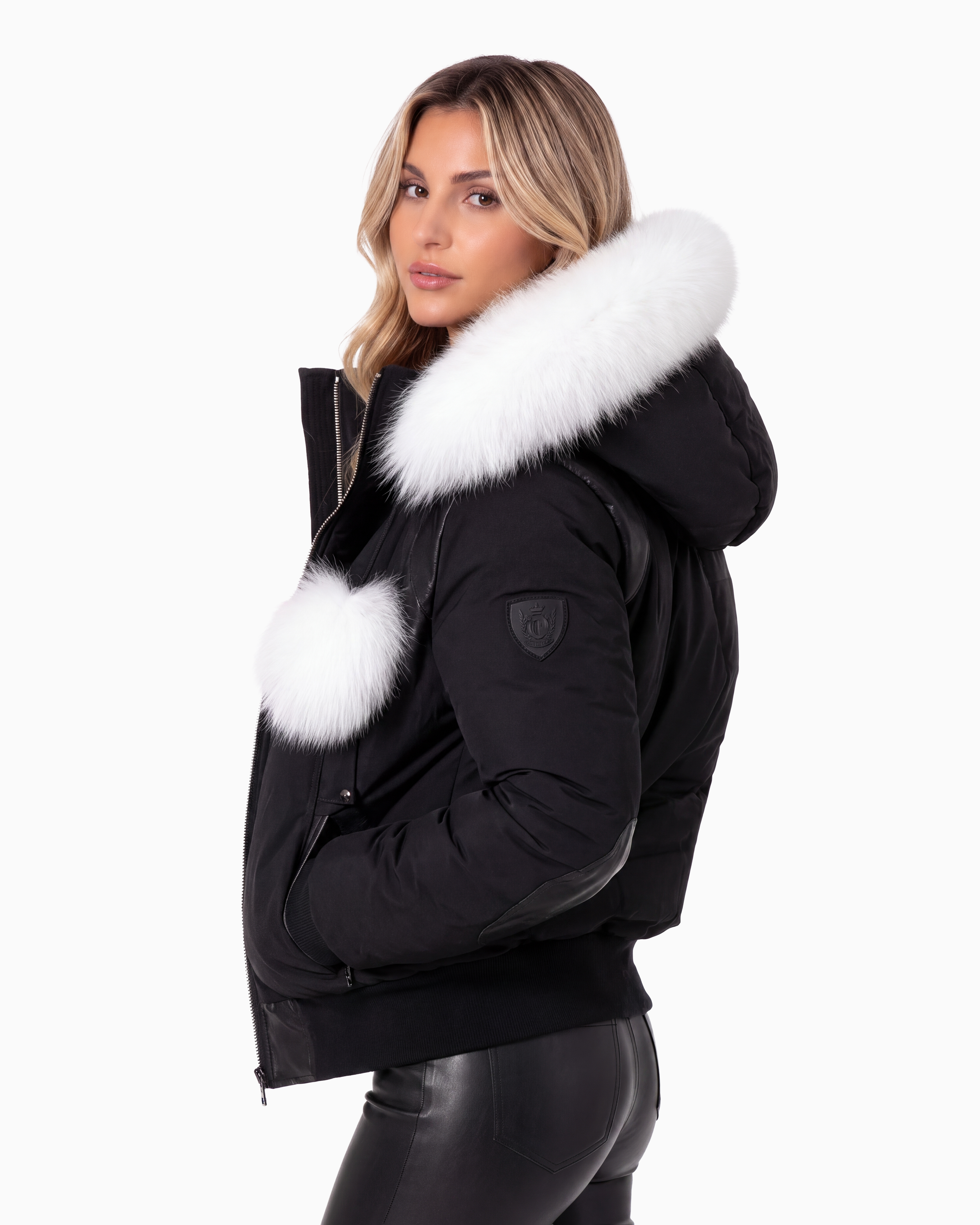 ARIA White Fox Fur Bomber Jacket