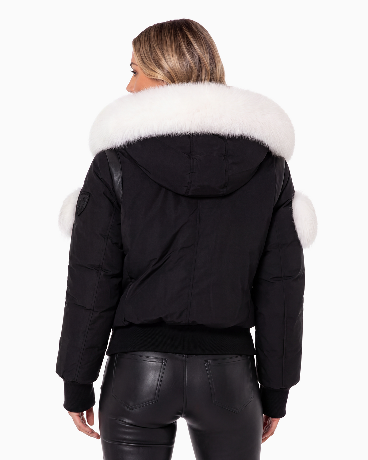 ARIA White Fox Fur Bomber Jacket-thumbmail-3