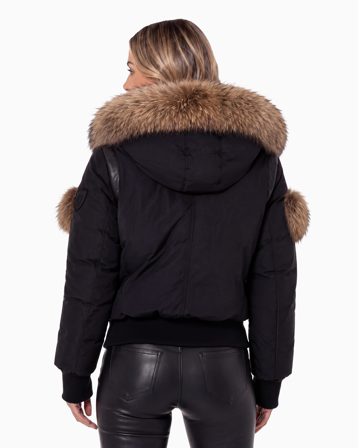 ARIA Brown Fox Fur Bomber Jacket-thumbmail-3