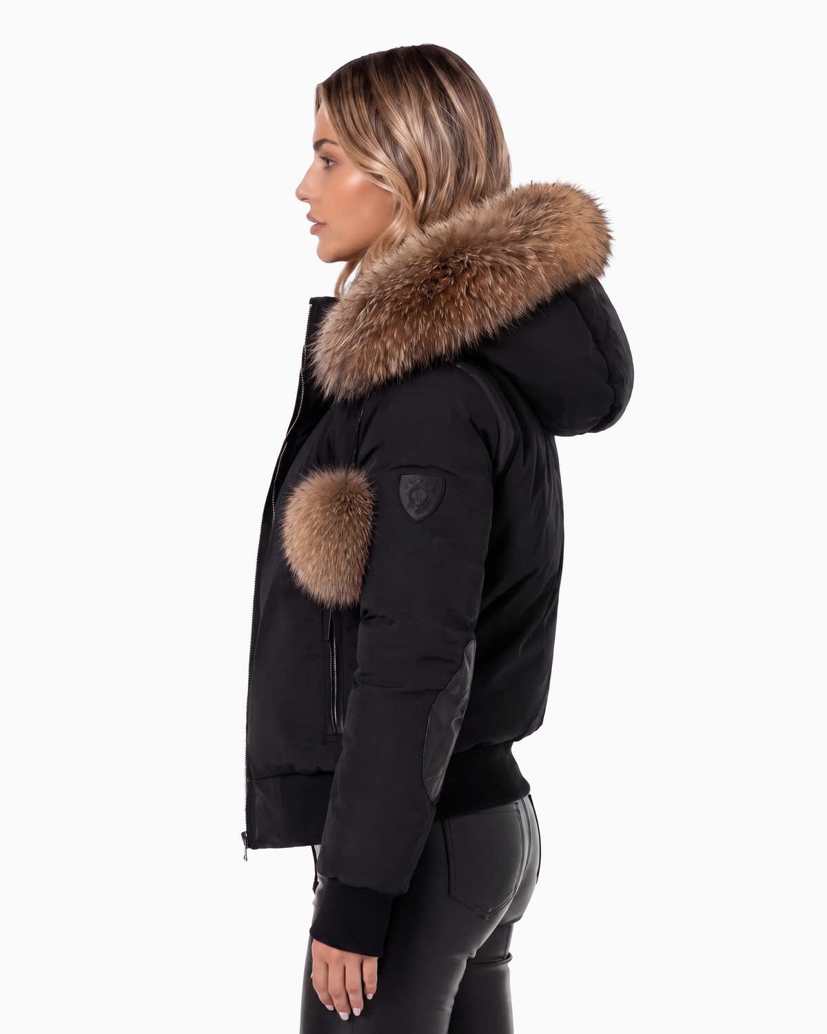 ARIA Brown Fox Fur Bomber Jacket-thumbmail-4