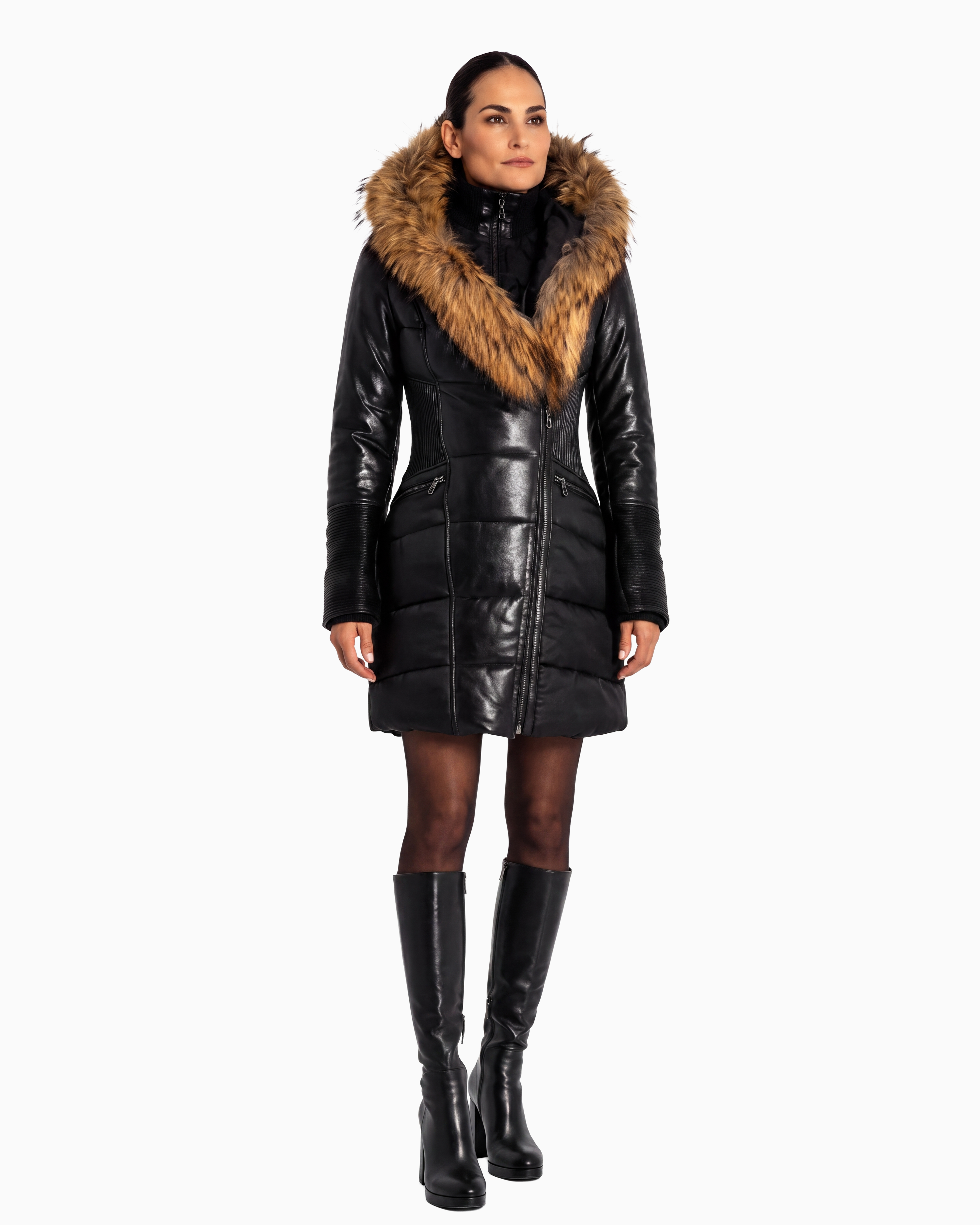 Kylie Leather Sleeves Parka
