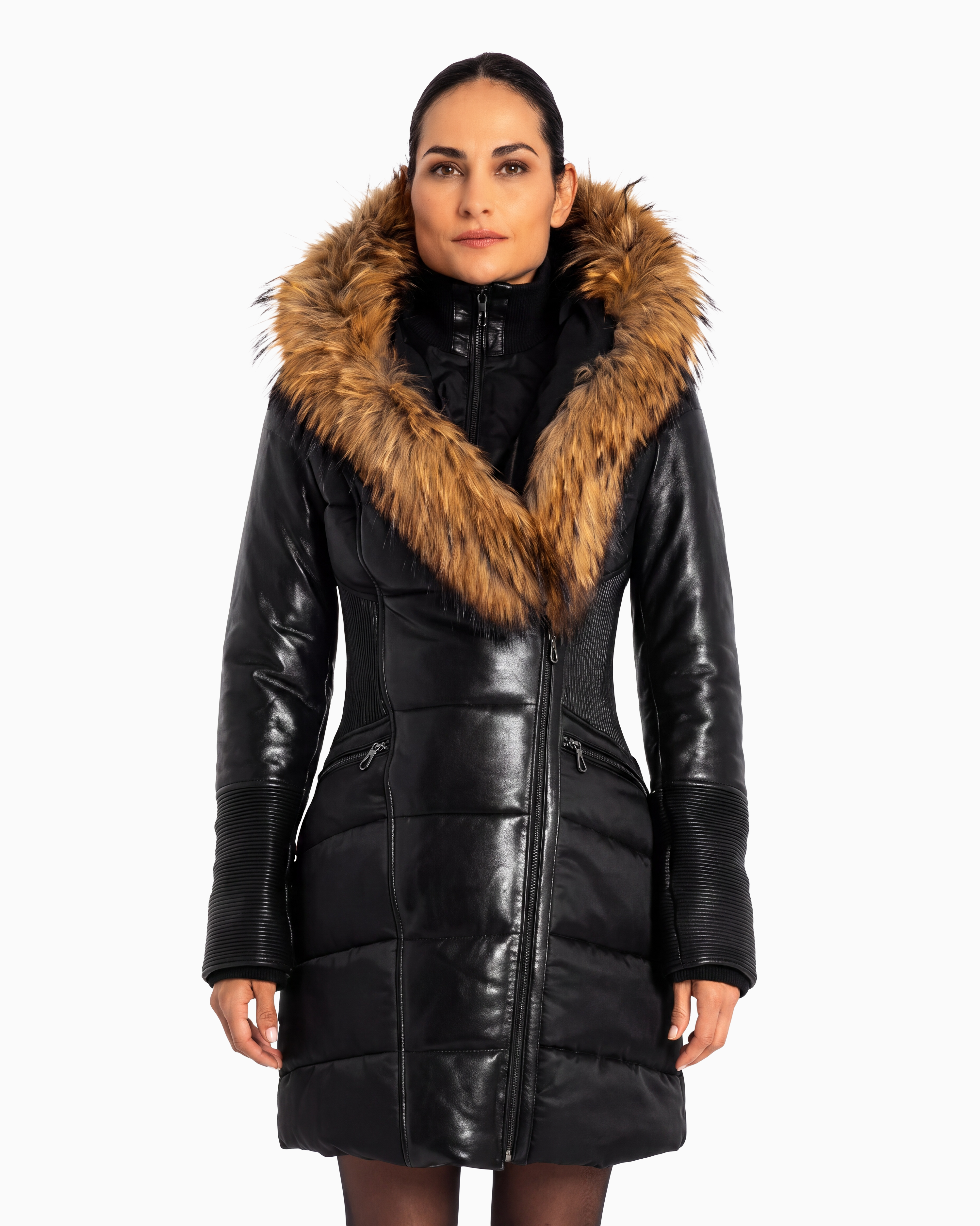 Kylie Leather Sleeves Parka