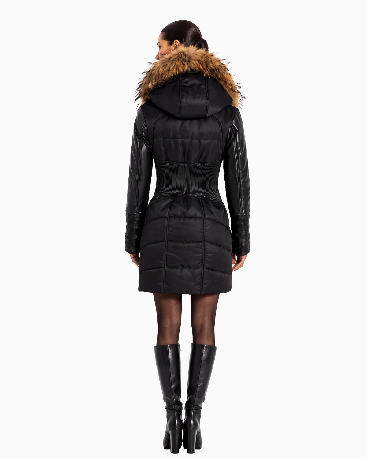 Kylie Leather Sleeves Parka-thumbmail-4