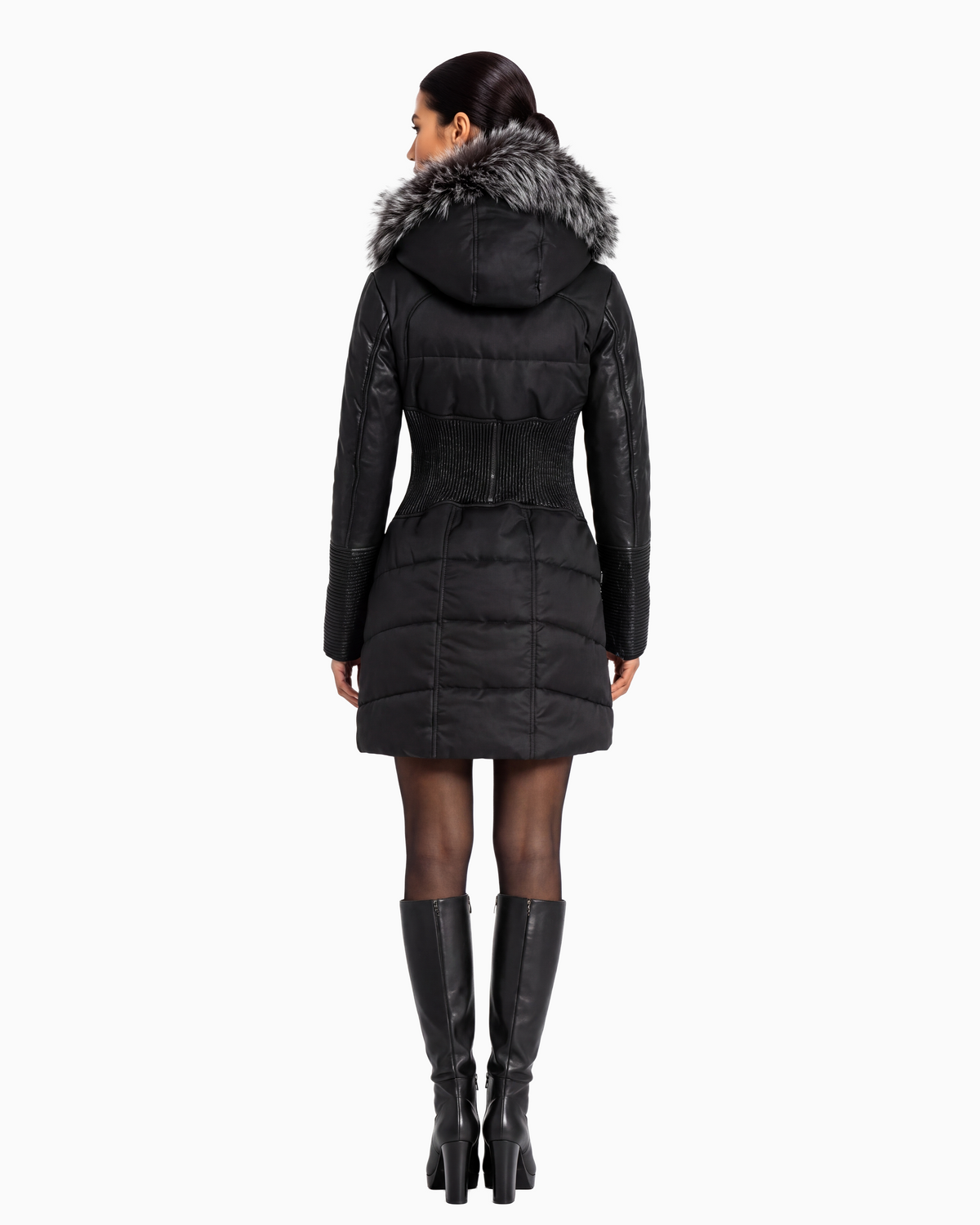 Kylie Leather & Silver Fox Fur Winter Coat-thumbmail-4