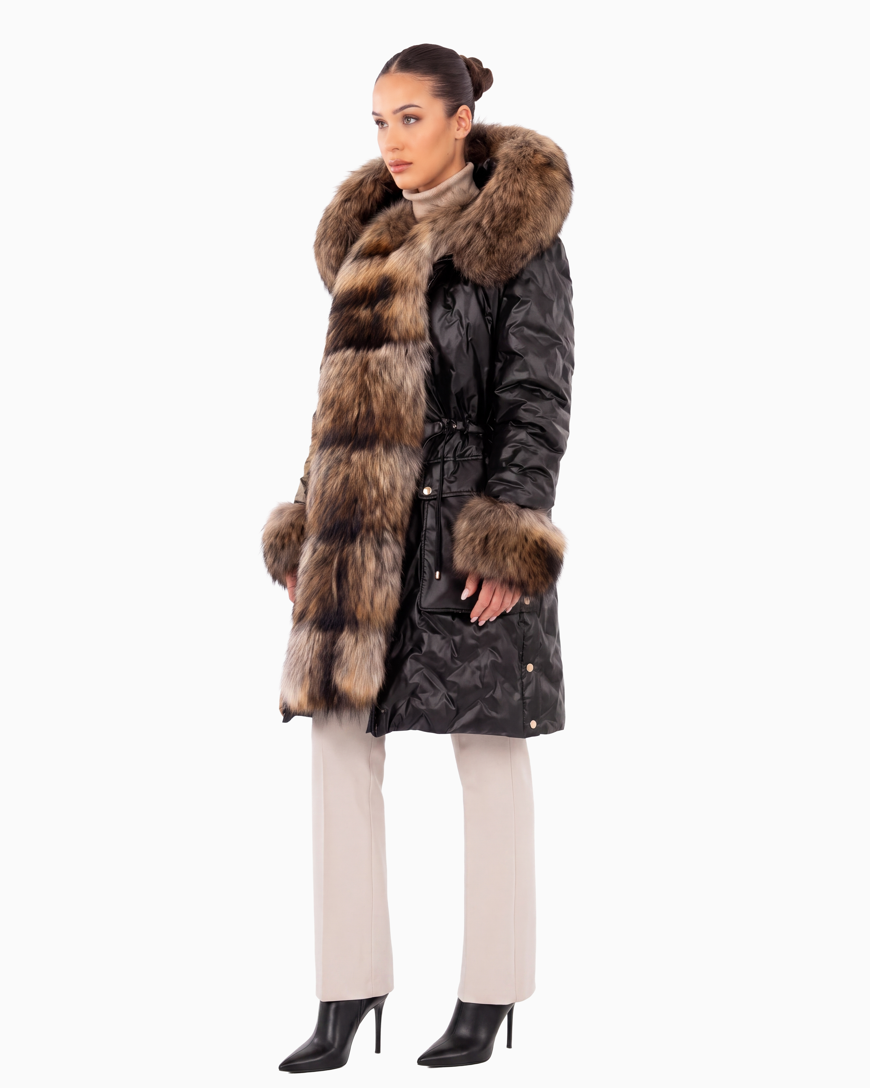 Lexi Women's Down Coat with Removable Natural Fur