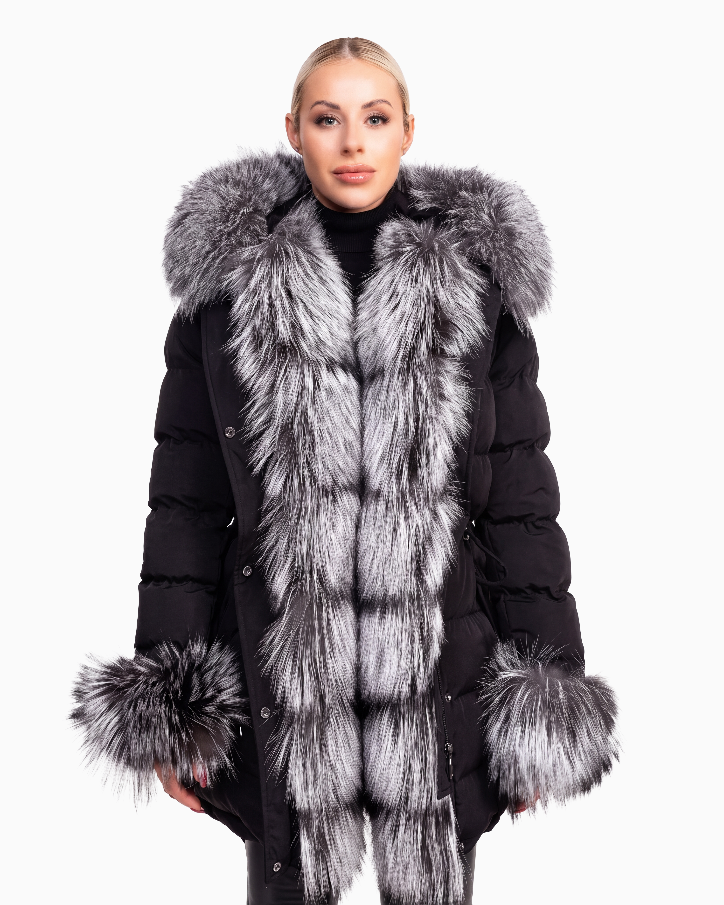 Lexi Puffer Jacket With Removable Silver Fox Fur