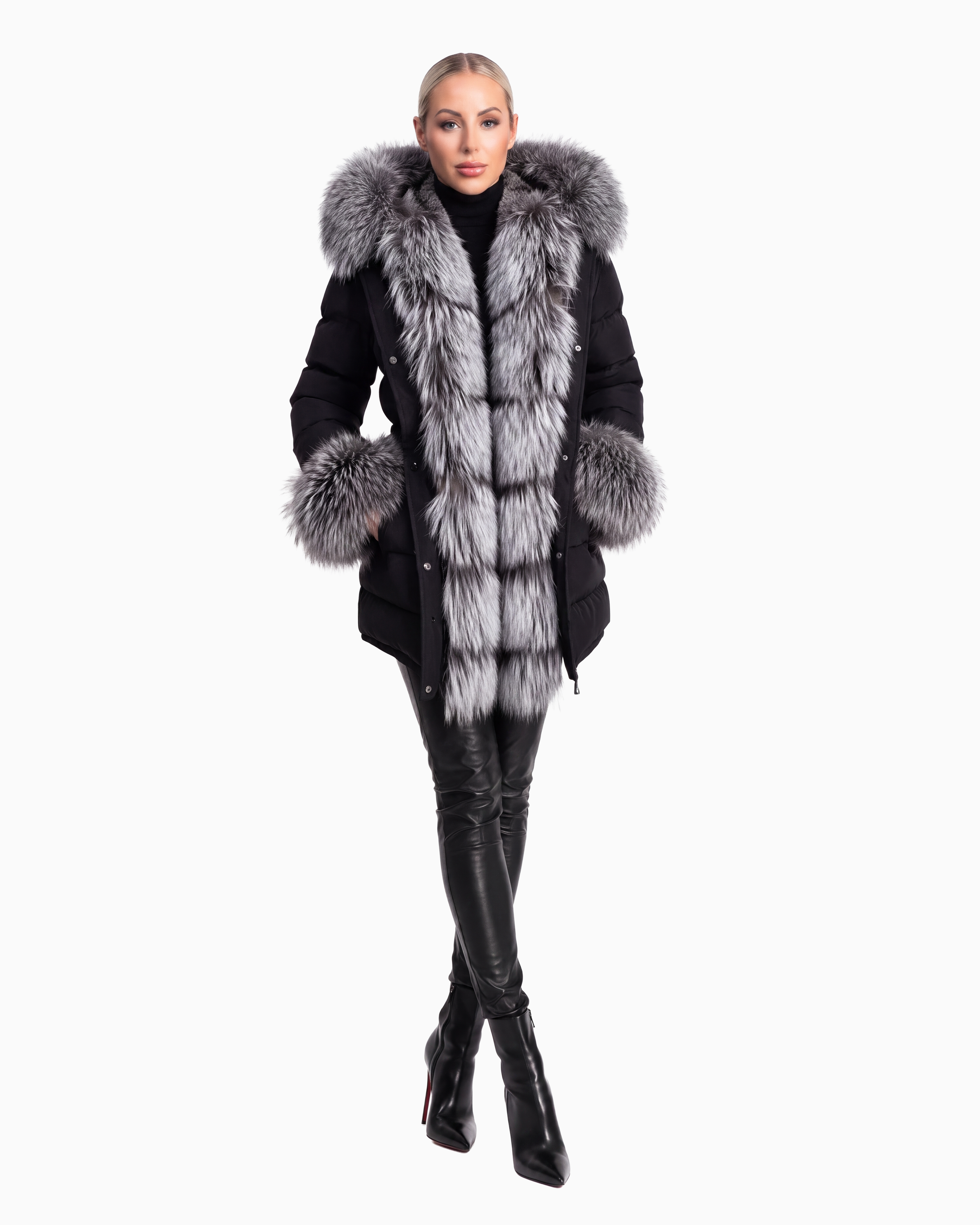 Lexi Puffer Jacket With Removable Silver Fox Fur-thumbmail-4