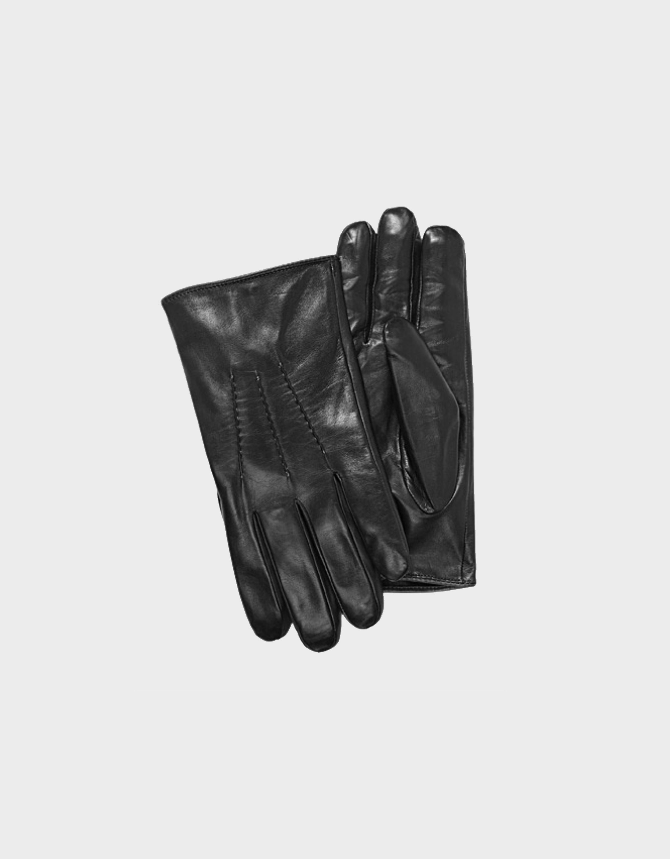Leather gloves with contrasting cuffs | Black-thumbmail-1