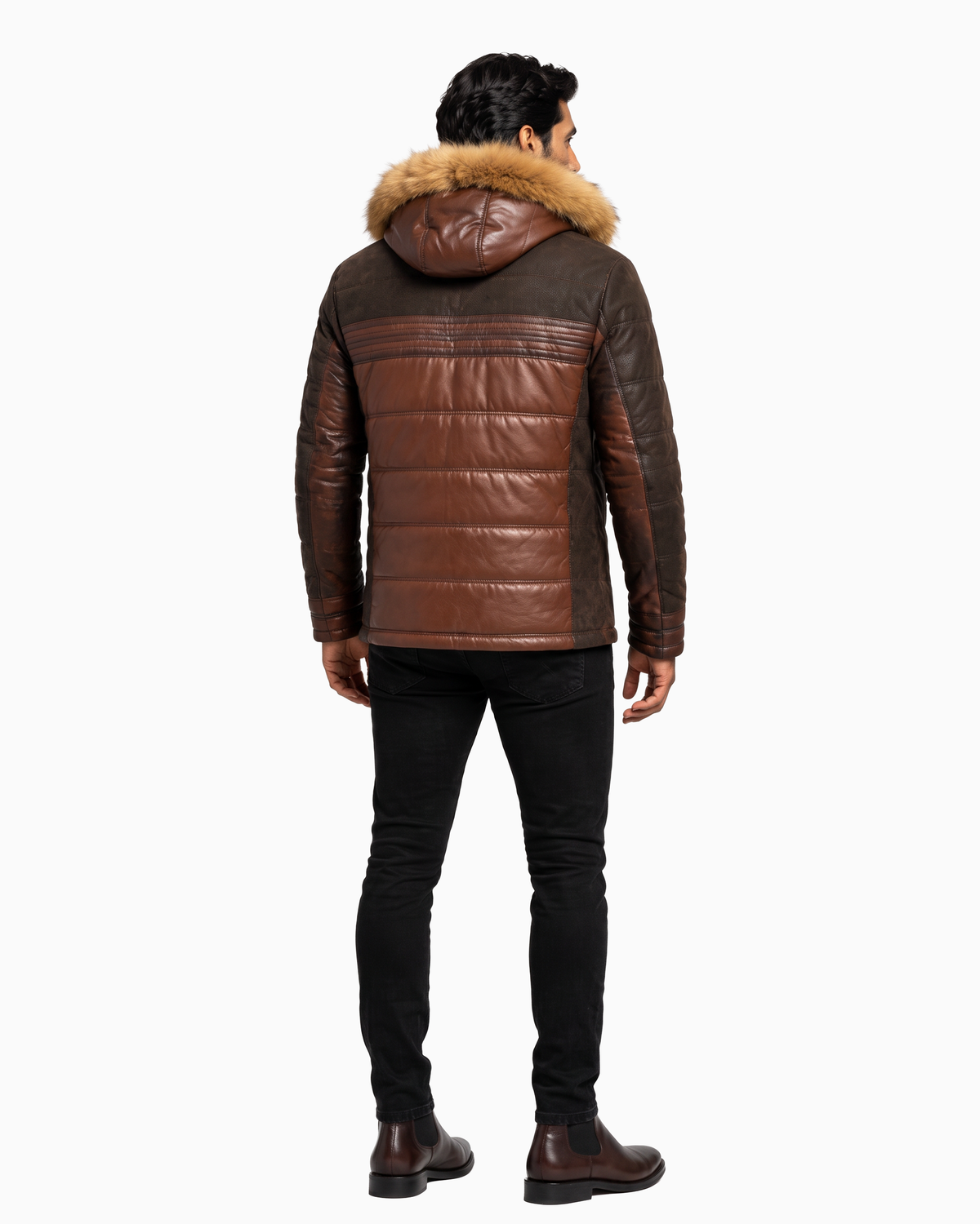 Eric Men's Premium Leather  Jacket with Natural Fur Hood-thumbmail-3