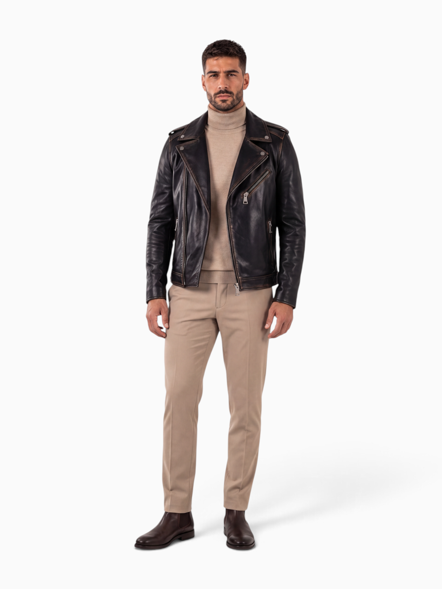 BIKER JACKET IN VINTAGE GRAINED LAMBSKIN