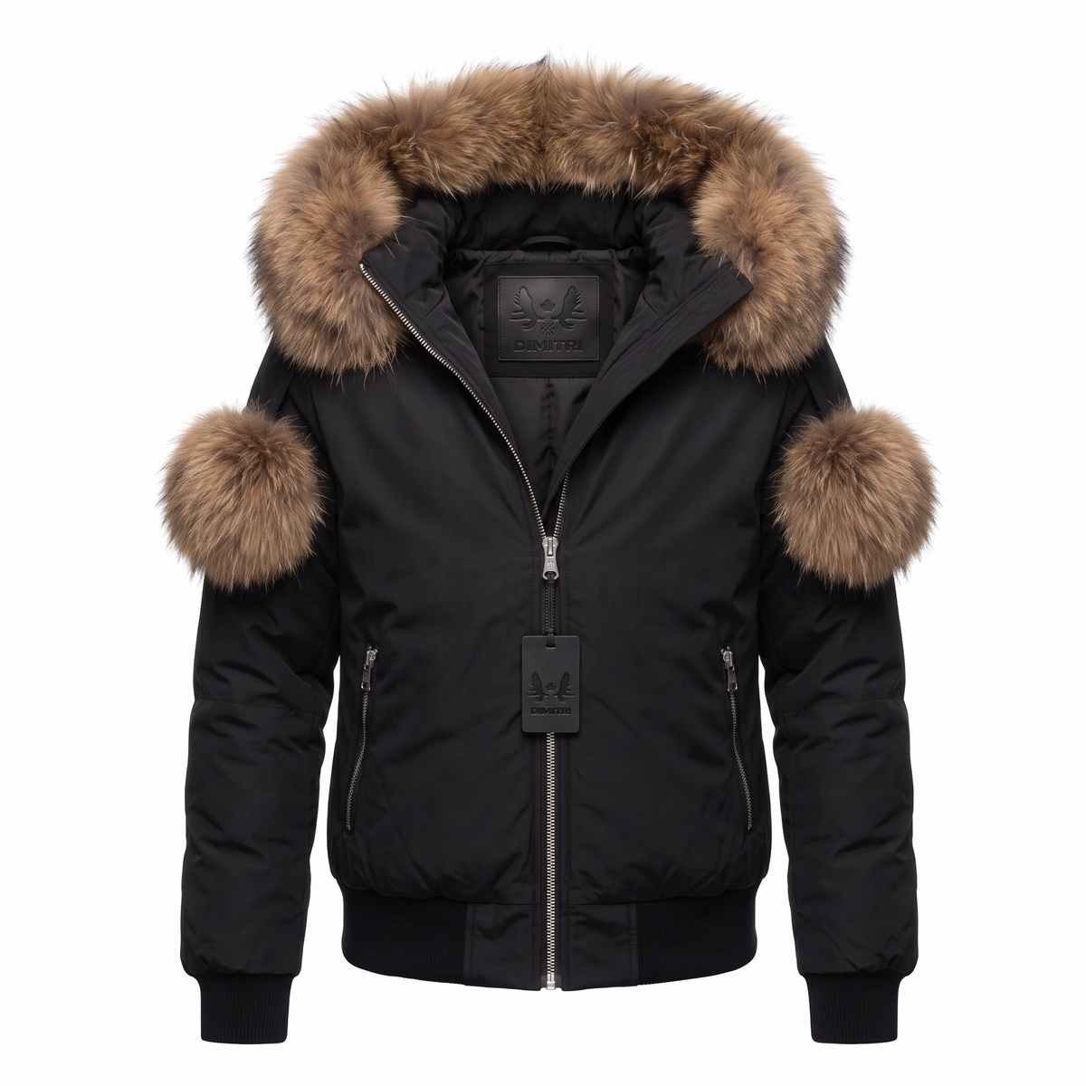 ARIA Natural Fox Fur Bomber Jacket-thumbmail-4