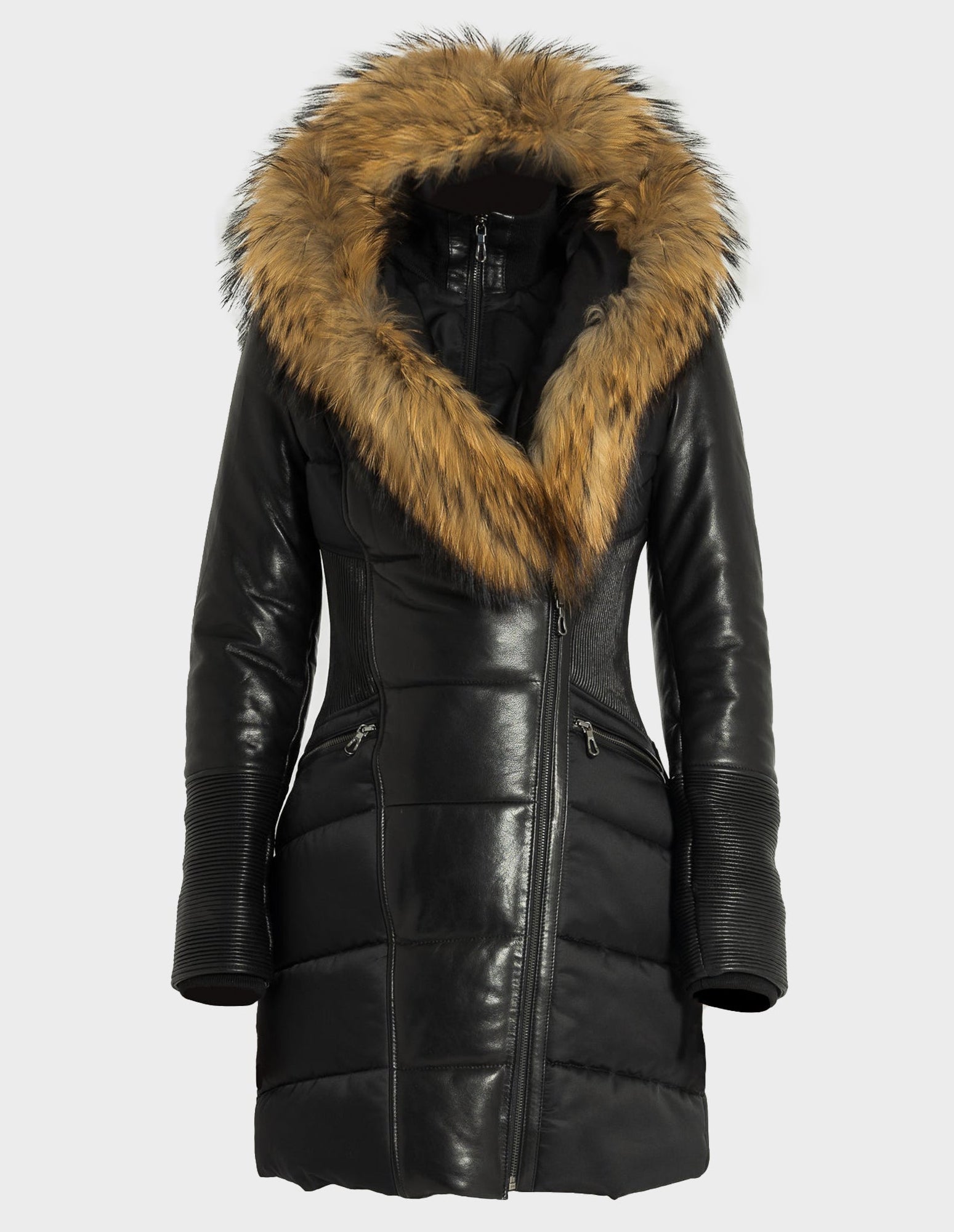 Kylie Leather Sleeves Parka-thumbmail-4