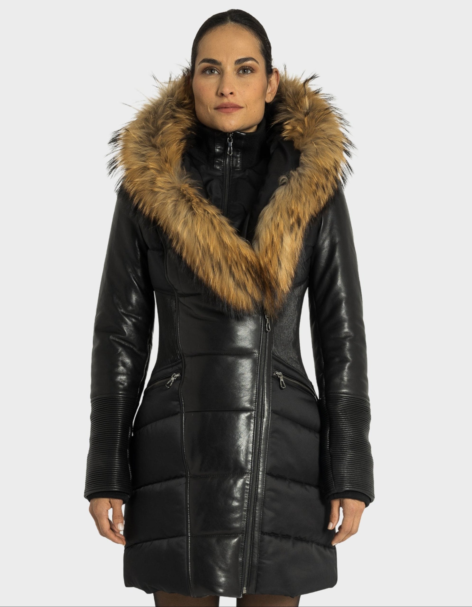 Kylie Leather Sleeve Parka - CG-5