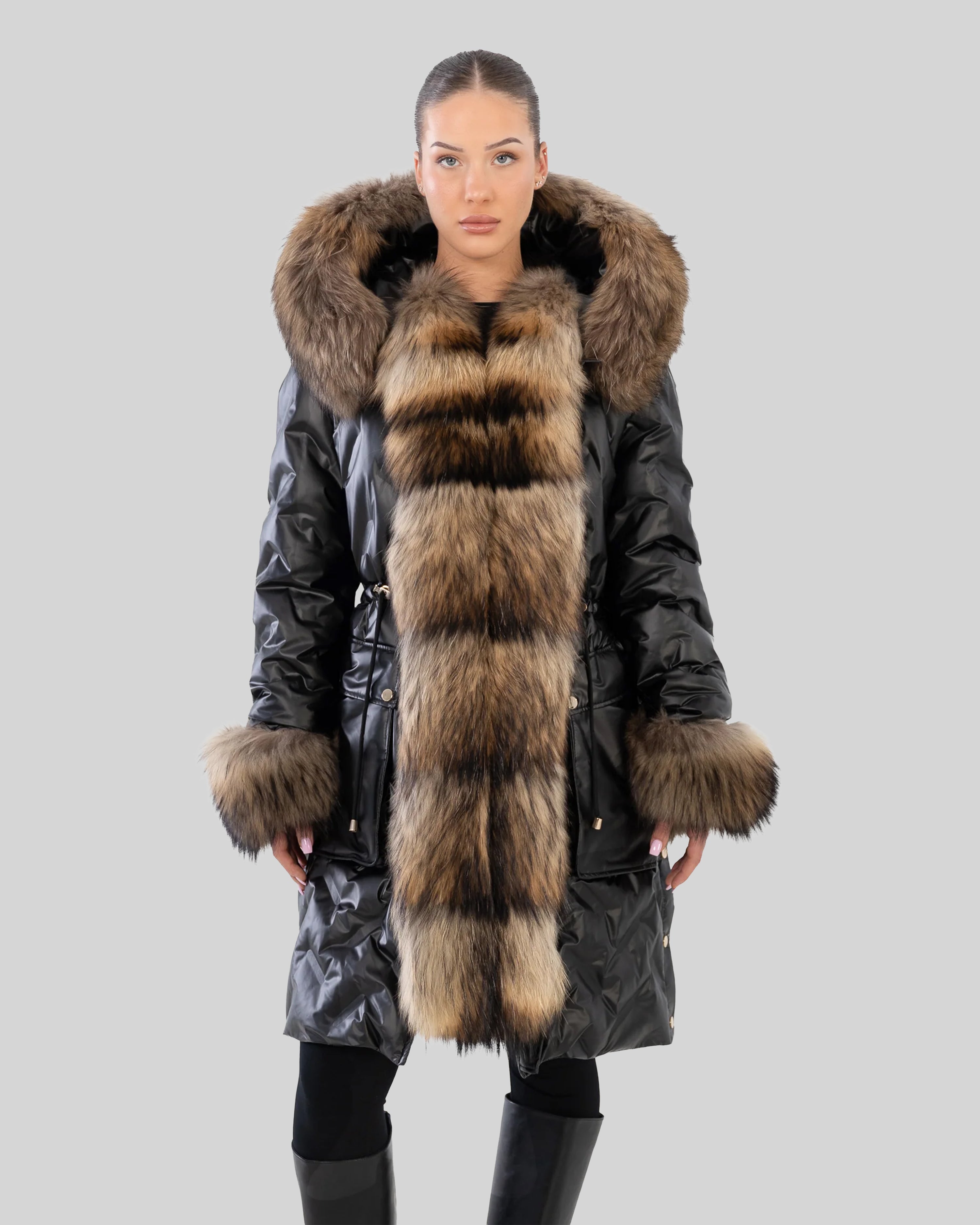 Lexi Women's Down Coat with Removable Natural Fur-thumbmail-2