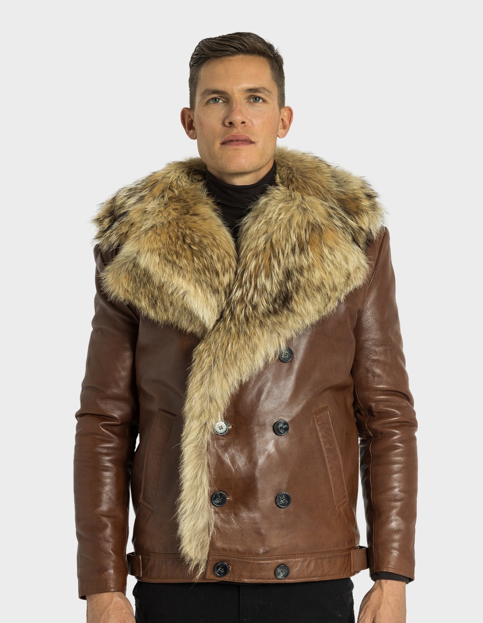 Marvin Leather Jacket with Natural Fur-thumbmail-2