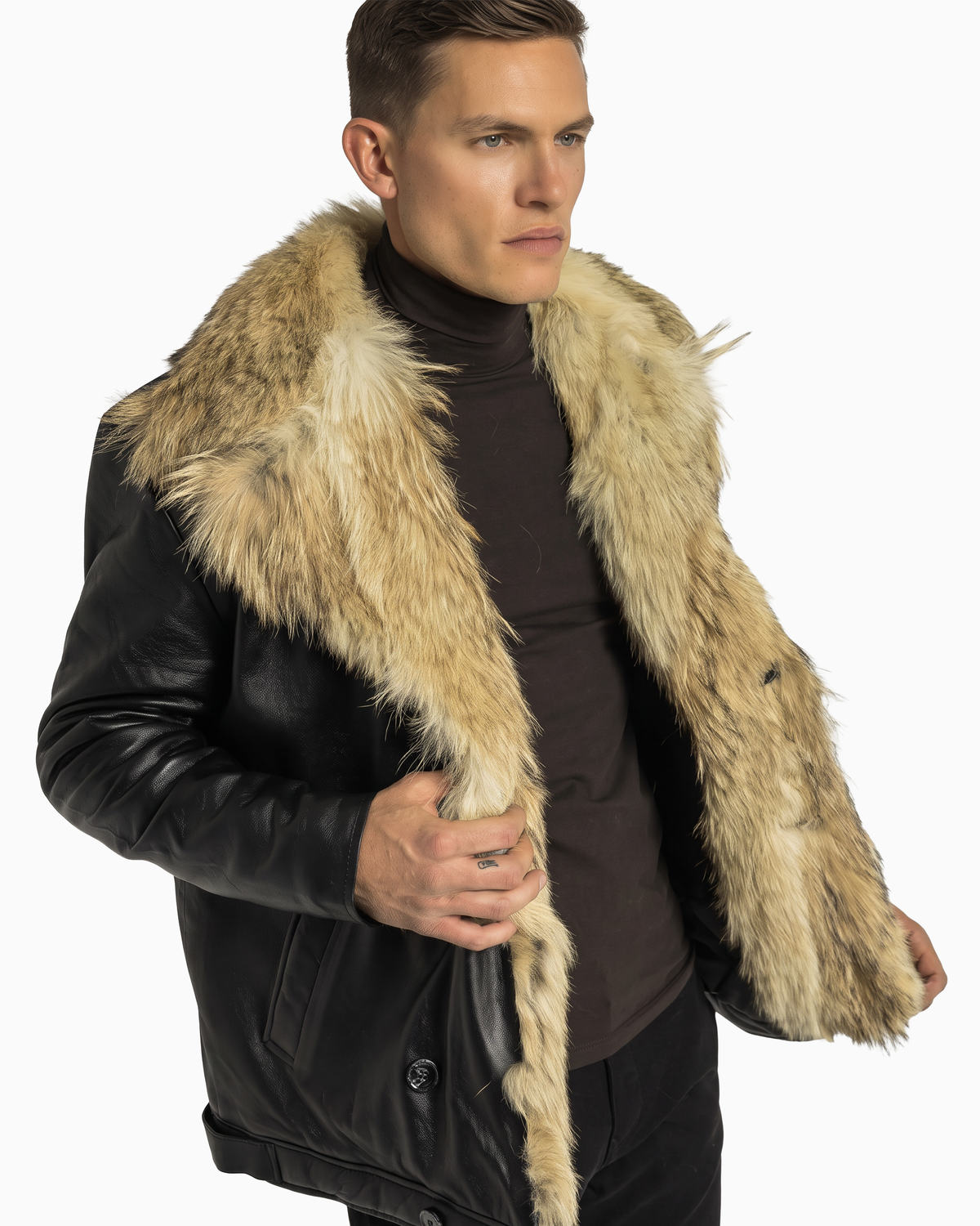 Marvin Lambskin Leather Jacket with Natural Real Fur-thumbmail-5