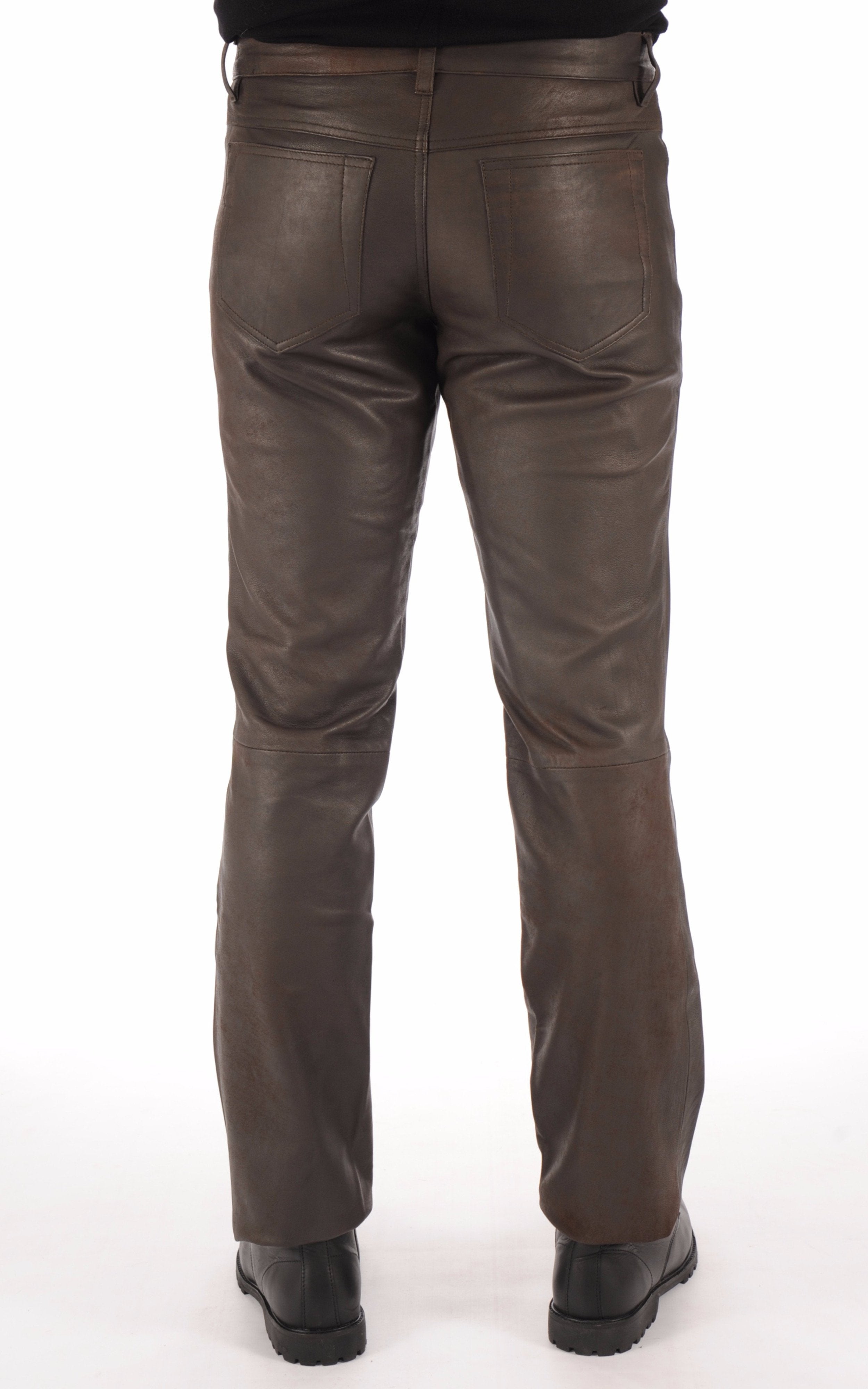 Maddox Mens Leather Pants  Chocolate – Cuir Dimitri