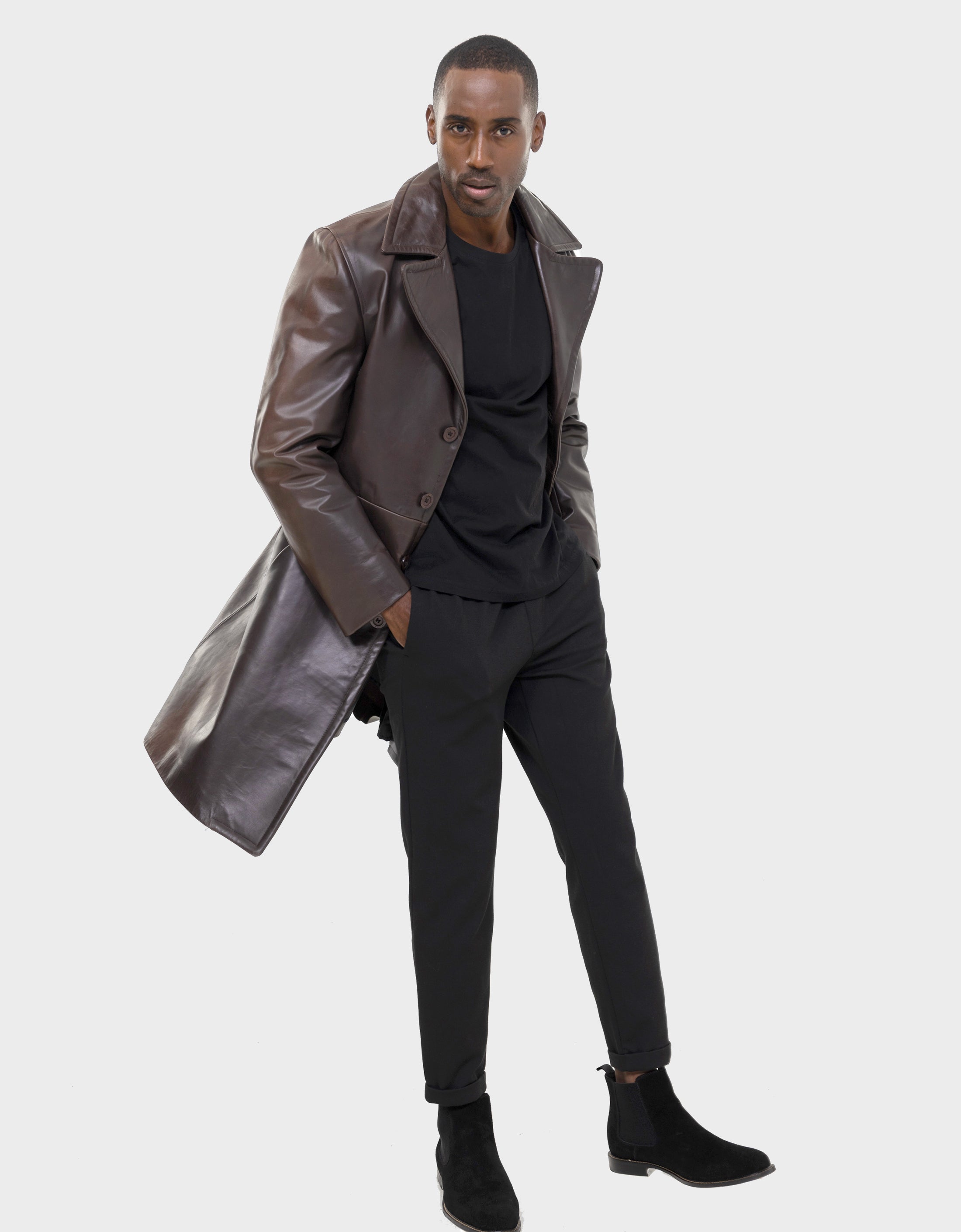 Bryson Leather Trench Coat