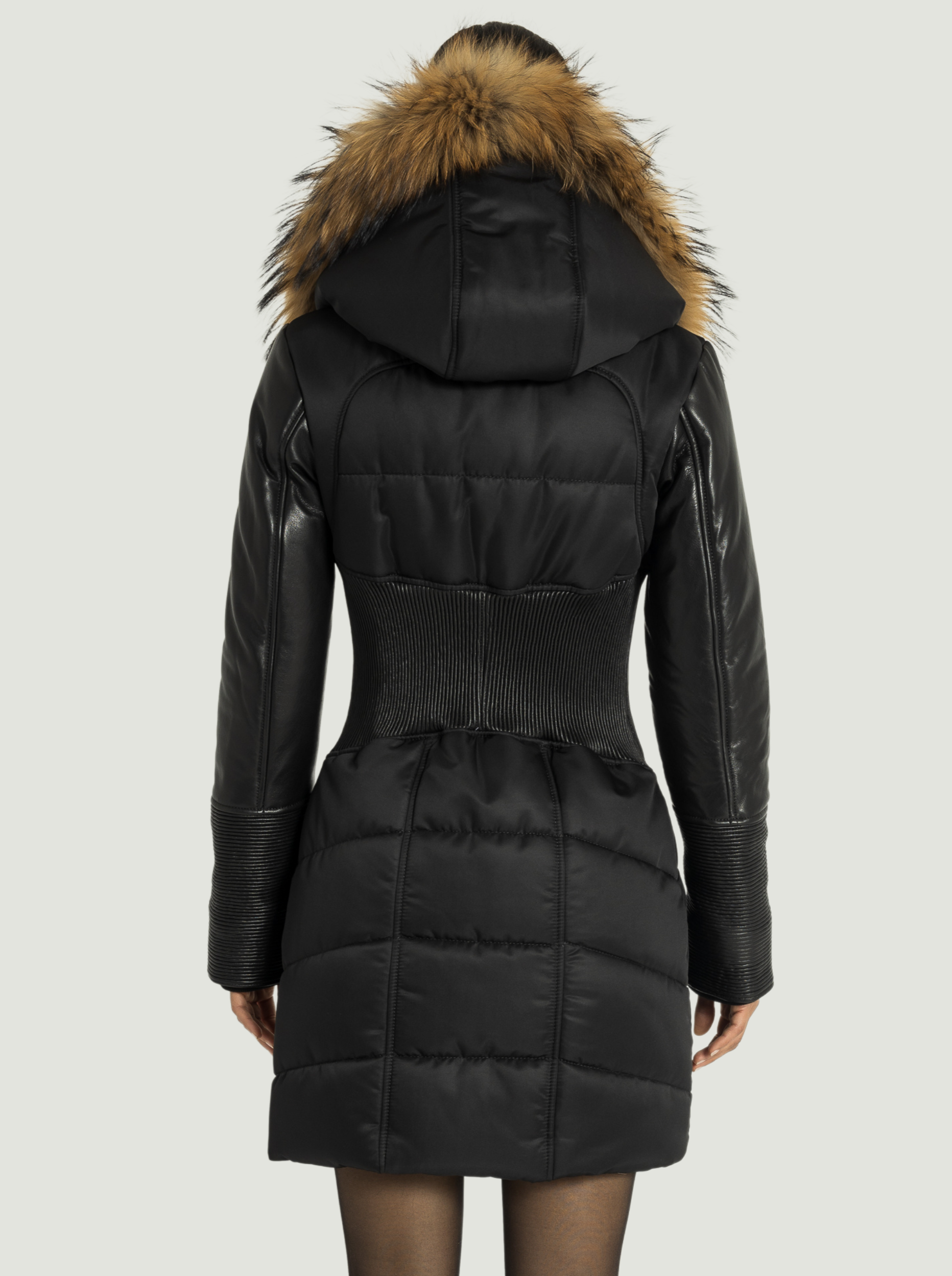 Kylie Leather Sleeve Parka