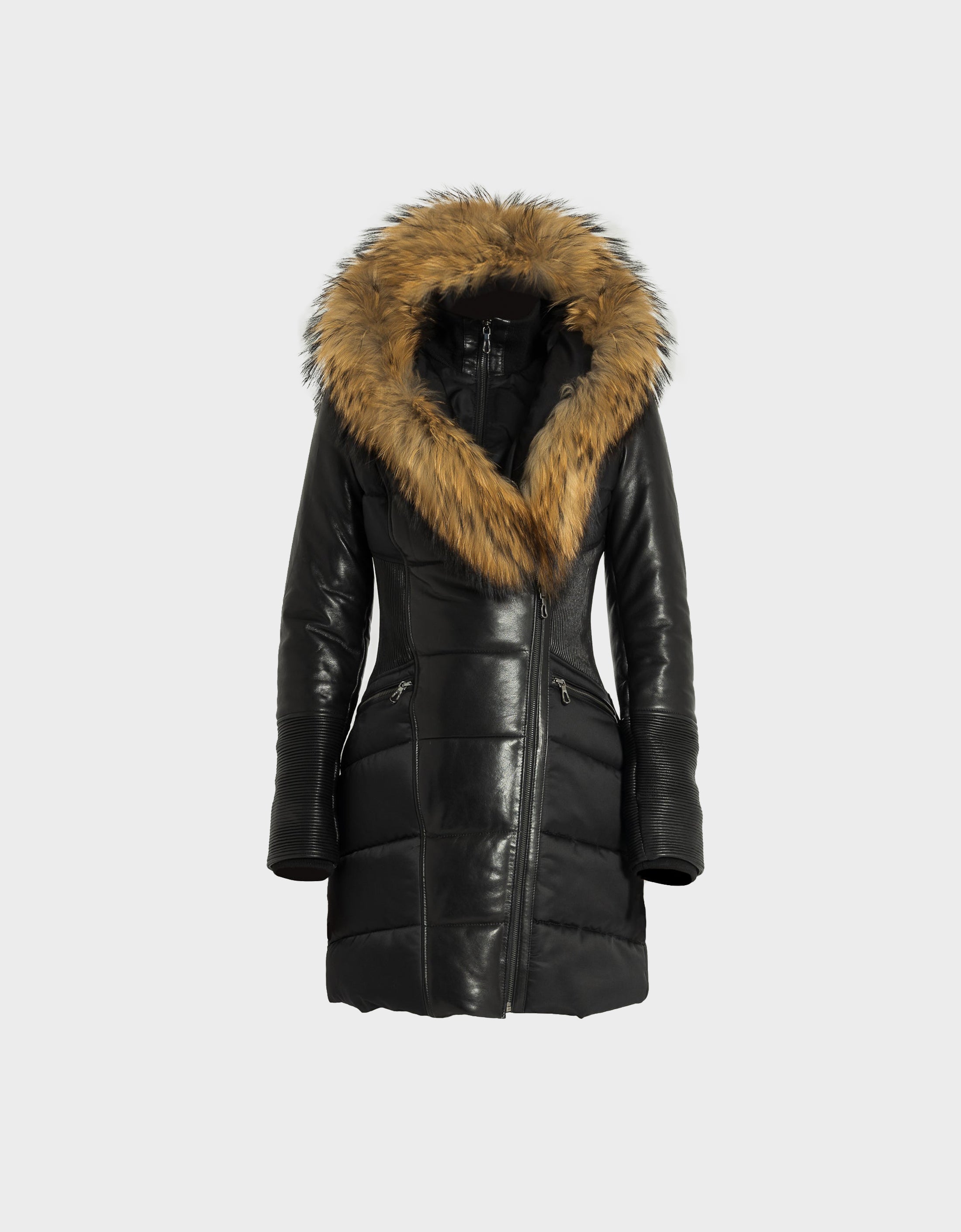 Kylie Leather Sleeve Parka