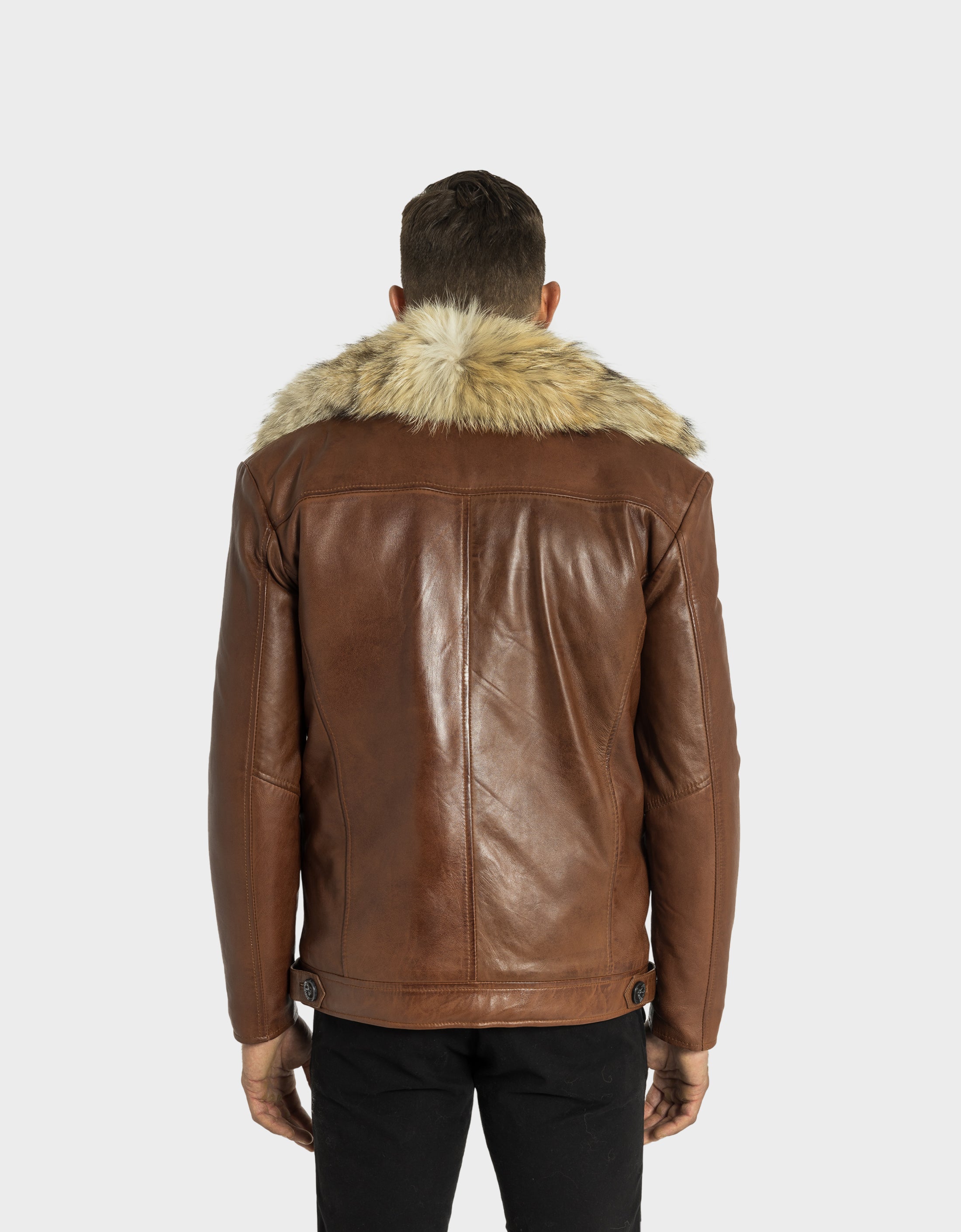 Marvin Leather Jacket with Natural Fur