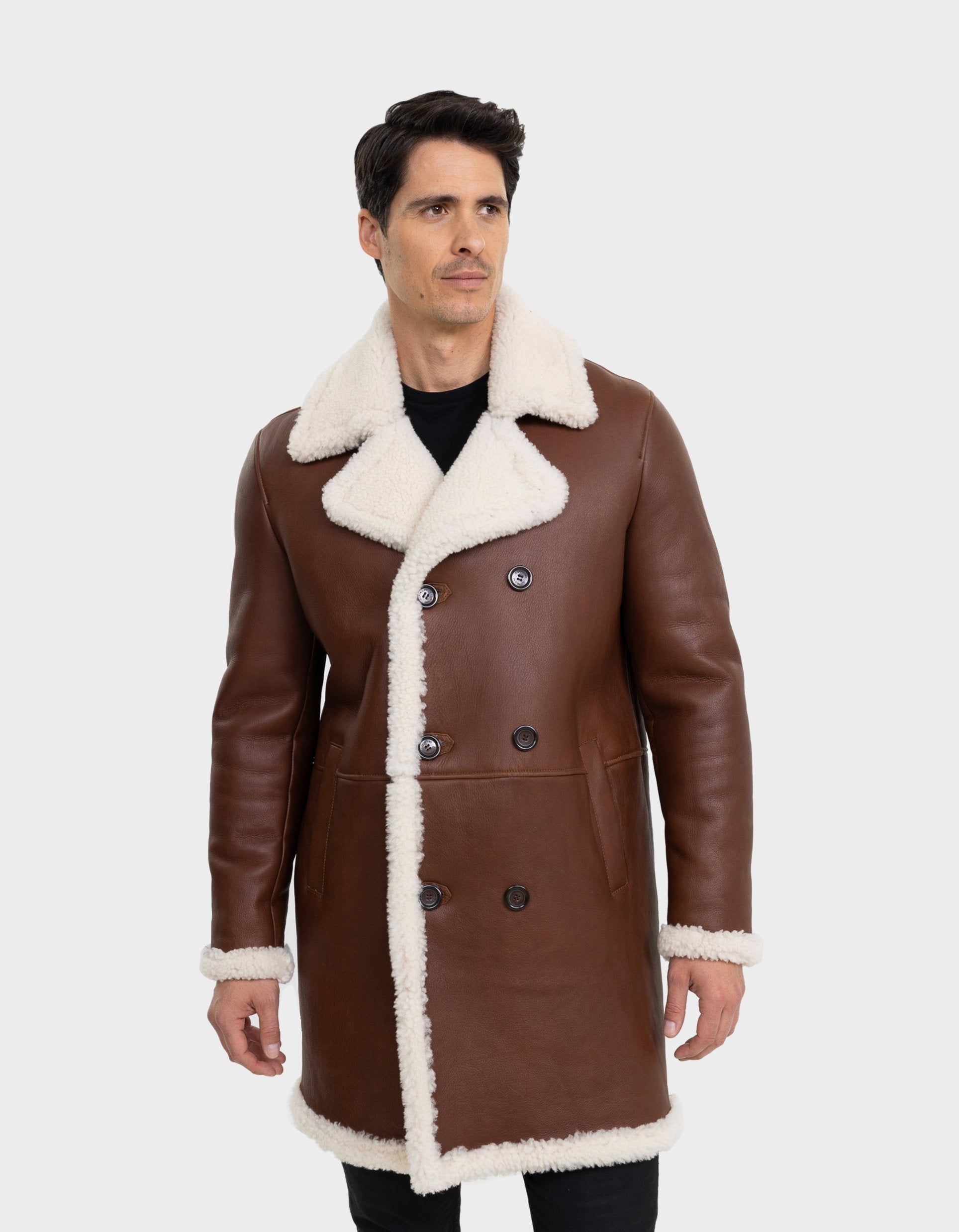 Nick Mens Shearling Trench Coat