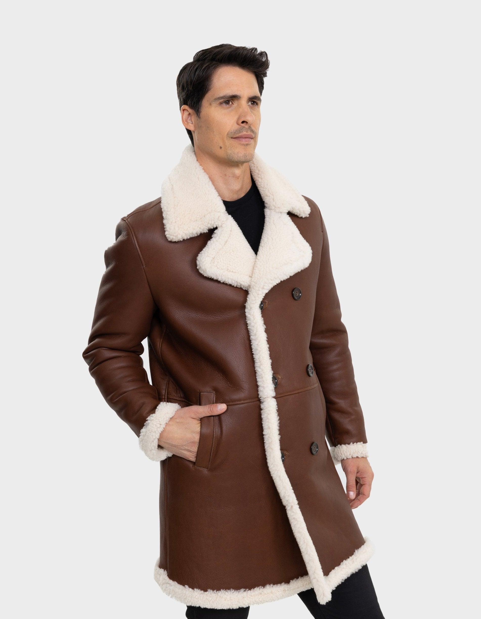 Nick Mens Shearling Trench Coat