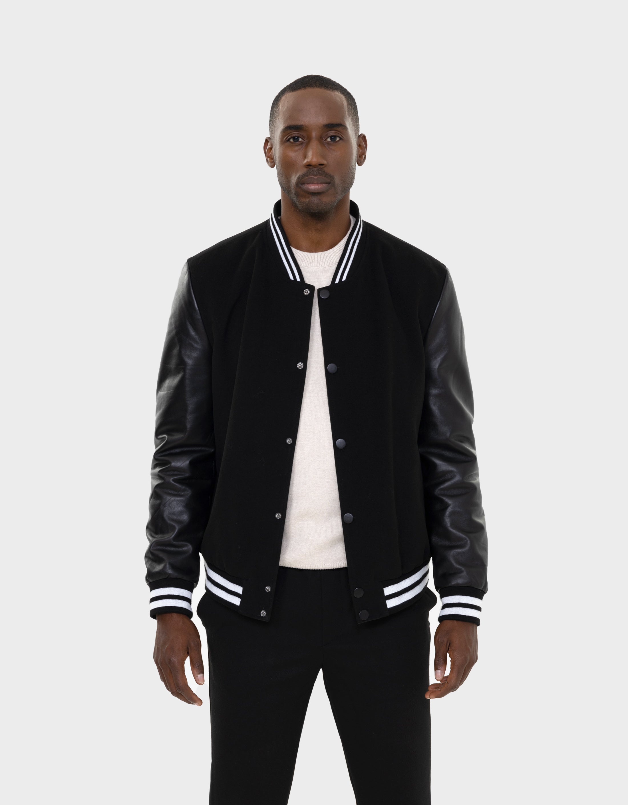 Tommy Bomber Jacket With Leather Sleeves