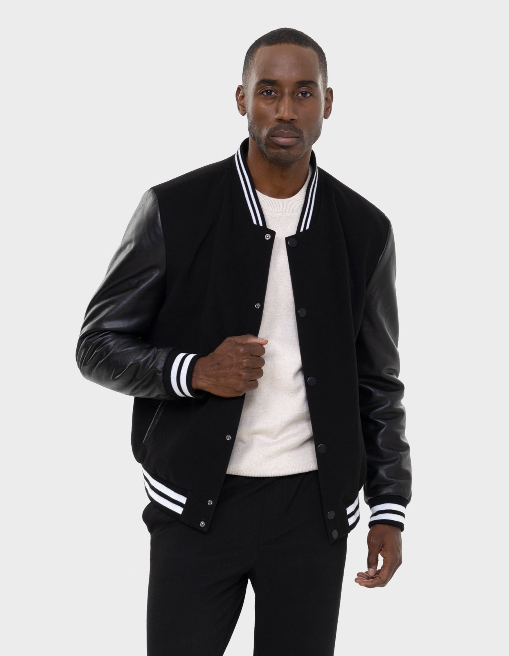 Tommy Bomber Jacket With Leather Sleeves